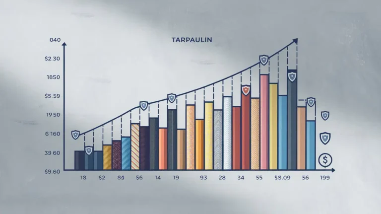 Chart showing tarpaulin pricing and quality comparison.